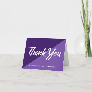 Purple Graduate Bold Script Cap Icon Retro Minimal Thank You Card