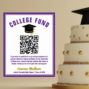 Purple Graduate College Fund QR Code Poster