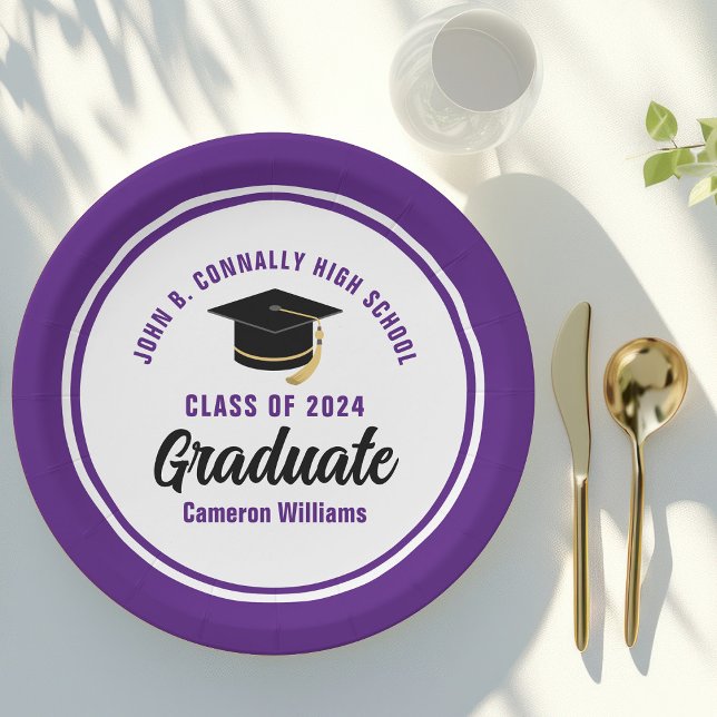 Purple Graduate Personalised 2025 Graduation Party Paper Plate (Creator Uploaded)