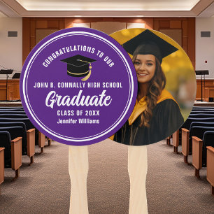 Purple Graduate Photo 2024 Graduation Party Hand Fan