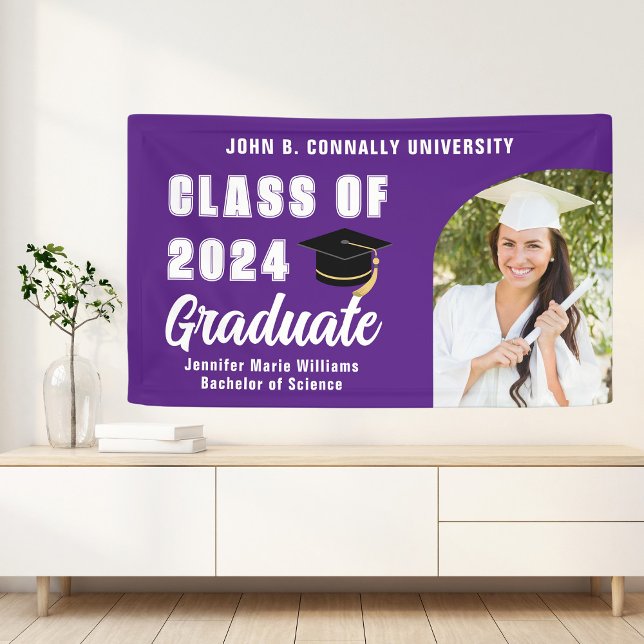 Purple Graduate Photo Bold 2025 Graduation Party Banner (Creator Uploaded)