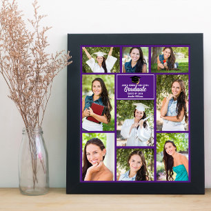 Purple Graduate Photo Collage 2023 Graduation Poster