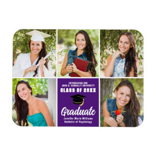 Purple Graduate Photo Collage Chic Graduation Magnet