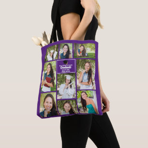 Purple Graduate Photo Collage Graduation Gift Tote Bag