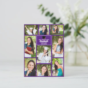 Purple Graduate Photo Collage Graduation Postcard