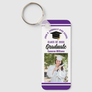 Purple Graduate Photo Personalized 2023 Graduation Key Ring