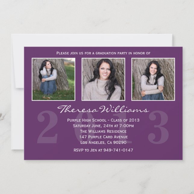 Purple Graduation Announcement (Front)