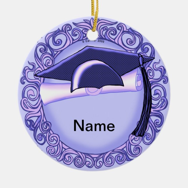 Purple Graduation Cap custom Ornament (Front)