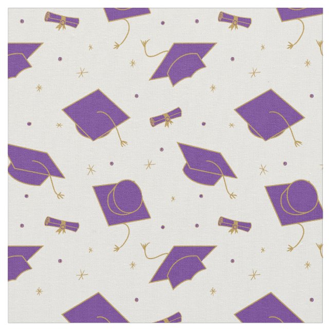 Purple Graduation Cap Toss Fabric (Close Up)