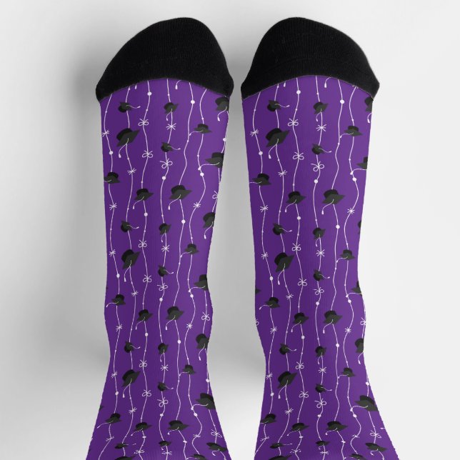 Purple Graduation Caps and Ribbon Socks (Top)