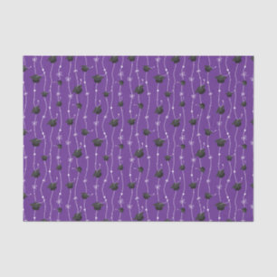 Purple Graduation Caps and Ribbon Tissue Paper