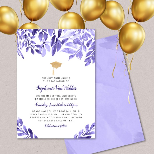Purple Graduation Celebration invitation (Creator Uploaded)