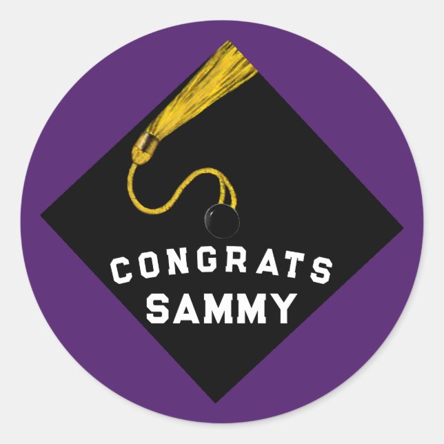 Purple Graduation Classic Round Sticker (Front)