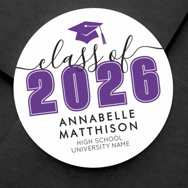 Purple Graduation Classic Round Sticker (Purple Graduation Classic Round Sticker )