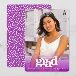 Purple graduation custom photo bold type modern announcement
