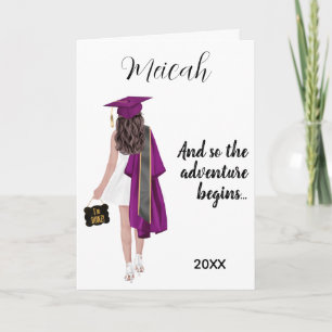 Purple Graduation Girly Graduate Congratulations Card
