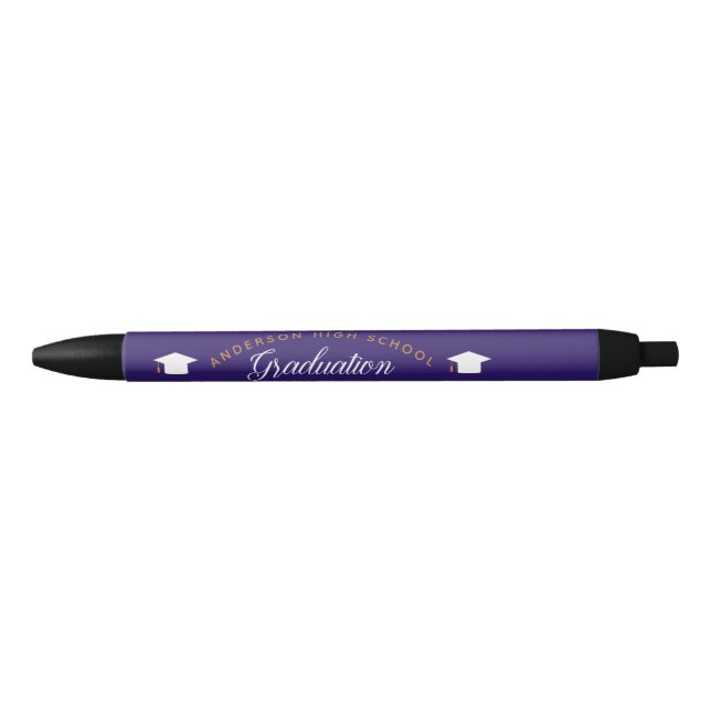 Purple Graduation Keepsake Custom High School Black Ink Pen (Front)