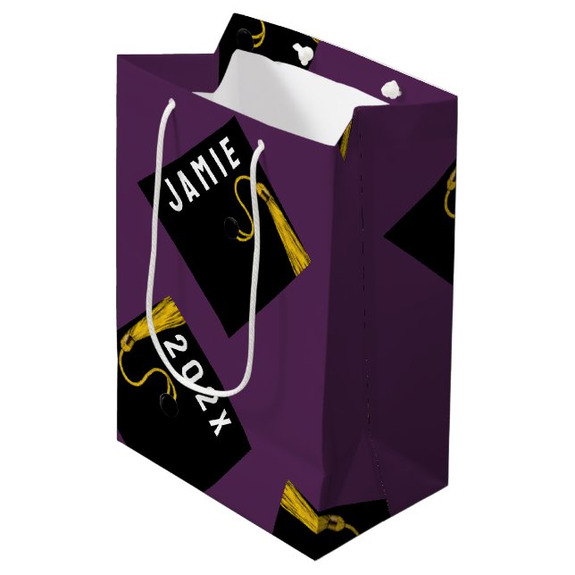 Purple Graduation Medium Gift Bag (Front Angled)