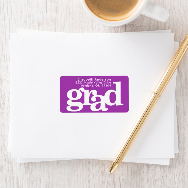 Purple graduation modern bold typography address label (Insitu)