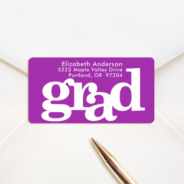 Purple graduation modern bold typography address label (Creator Uploaded)