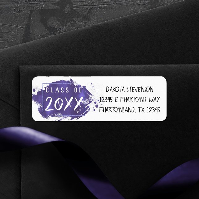 Purple Graduation | Modern Paint Grad Address Return Address Label (Creator Uploaded)