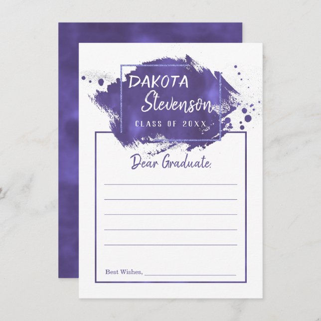 Purple Graduation | Paint Splatter Graduate Advice Invitation (Front/Back)