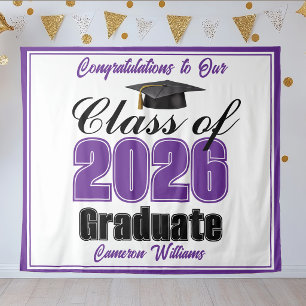 Purple Graduation Party 2026 Graduate Photo Booth Tapestry