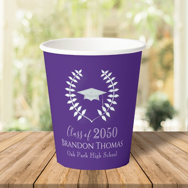 Purple Graduation Party Classic Custom Paper Cups (Creator Uploaded)