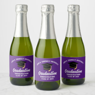 Purple Graduation Party Personalised Mini Sparkling Wine Label