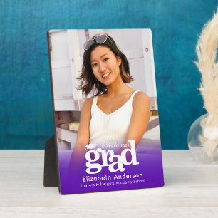Purple Graduation Photo Bold Typography Minimalist Plaque