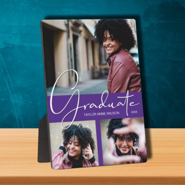 Purple Graduation Photo Collage Plaque (Creator Uploaded)