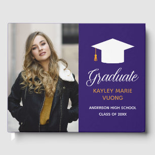 Purple Graduation Senior Photo Autograph 2025 Guest Book