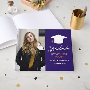 Purple Graduation Senior Photo Autograph 2025 Guest Book