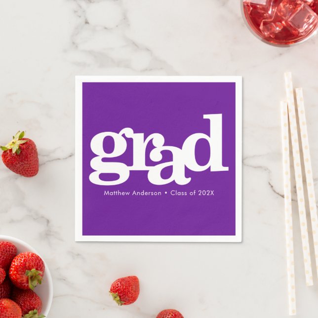 Purple graduation simple modern bold typography napkin (Insitu)