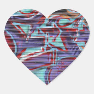 Purple Graffiti on Shutter Heart Sticker