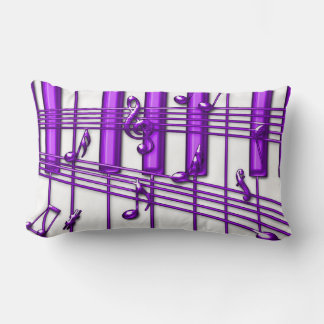 Purple Grand Piano Keyboard with Music Notes Lumbar Cushion