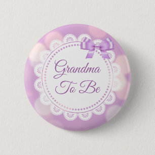 Purple Grandma to be Baby Shower 6 Cm Round Badge