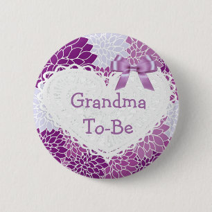 Purple  Grandma to be Baby Shower Button