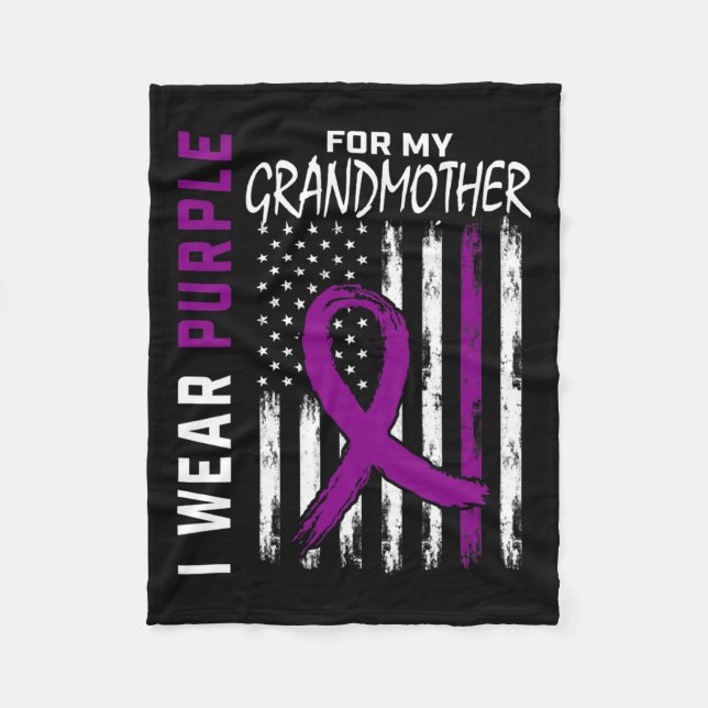 Purple Grandmother Grandma Pancreatic Cancer Aware Fleece Blanket (Front)