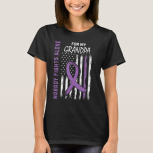 Purple Grandpa Epilepsy Awareness American Flag Fa T-Shirt