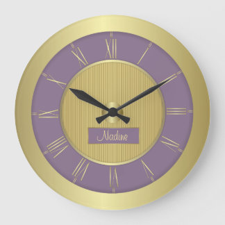 Purple grape and gold large clock