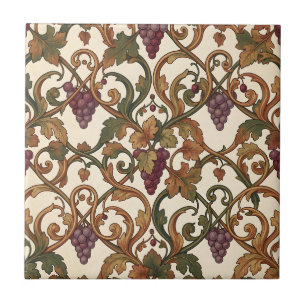 Purple Grape Cluster Vintage Botanical Ceramic Tile