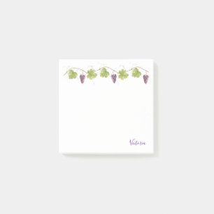 Purple Grape Clusters Grape Leaves Vines Monogram Post-it Notes