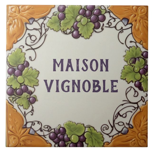 Purple Grape Custom House Name Plate Plaque Sign Ceramic Tile (Front)