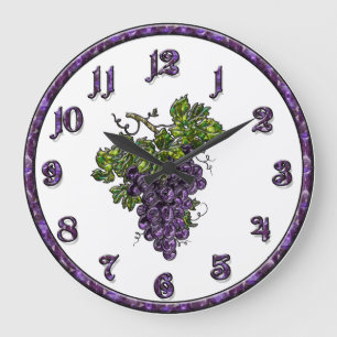 Purple Grape Large Clock