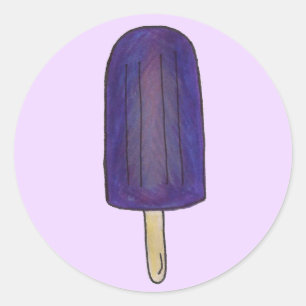 Purple Grape Popsicle Pop Ice Lolly Sweet Lollies Classic Round Sticker