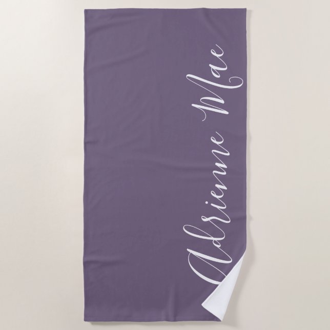 Purple Grape Simply Personalised Beach Towel (Front)