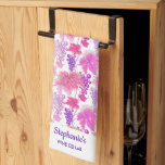 Purple Grape Vine Wine Tasting Cellar Custom Tea Towel<br><div class="desc">Dress up your kitchen or wine cellar with this custom towel featuring 2 lines of custom text and a pattern of purple and pink grapevines. Perfect for anyone who loves wine.</div>