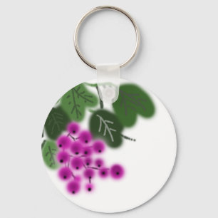 purple grapes and green leaves key ring