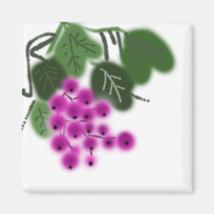 purple grapes and green leaves magnet